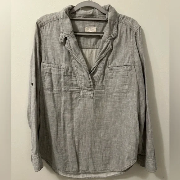 Lou & Grey Heathered Gray Blouse - Popover shirt - Picture 1 of 6